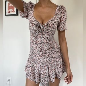 Princess Polly white floral Mica mini ruffle dress. Size 4